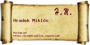 Hradek Miklós névjegykártya